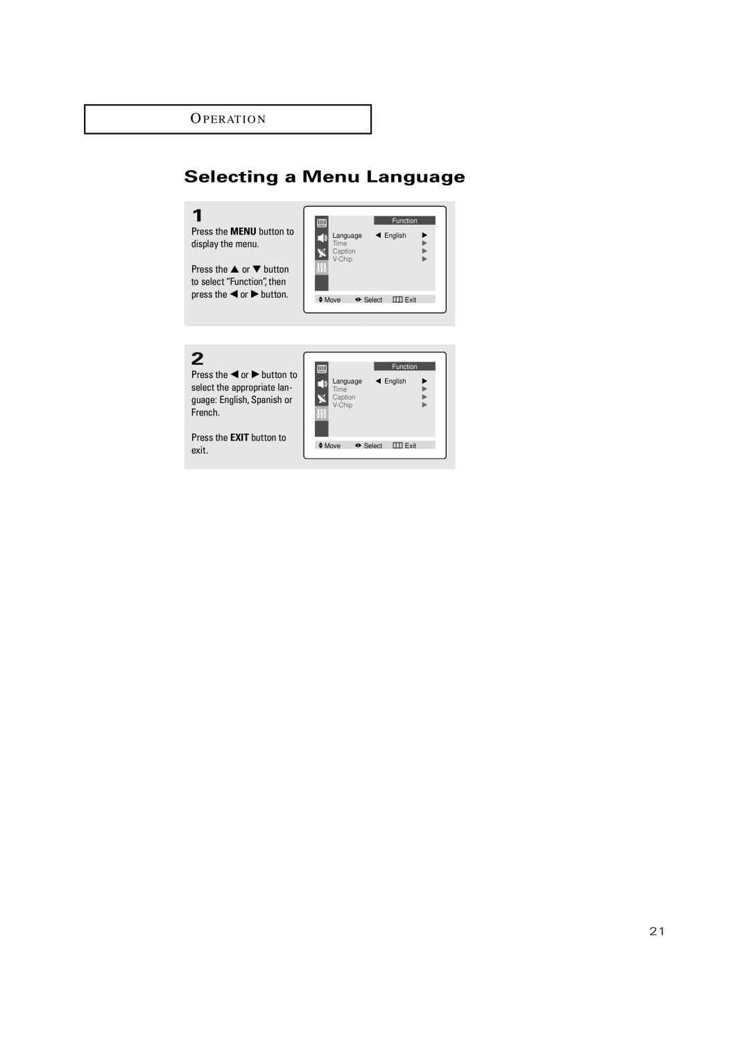 Samsung TX P2034, TX P2030, TX P2036 manual Selecting a Menu Language, Press the Exit button to exit 