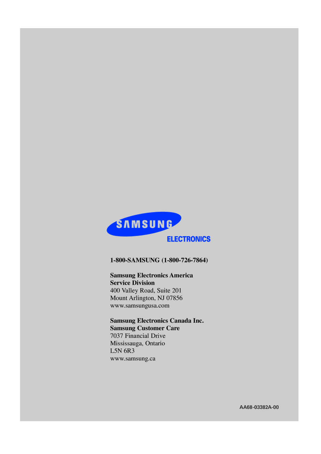 Samsung TX P2030, TX P2034, TX P2036, TX-P2028, TX-P2030, TX-P2034, TX-P2036 manual AA68-03382A-00 