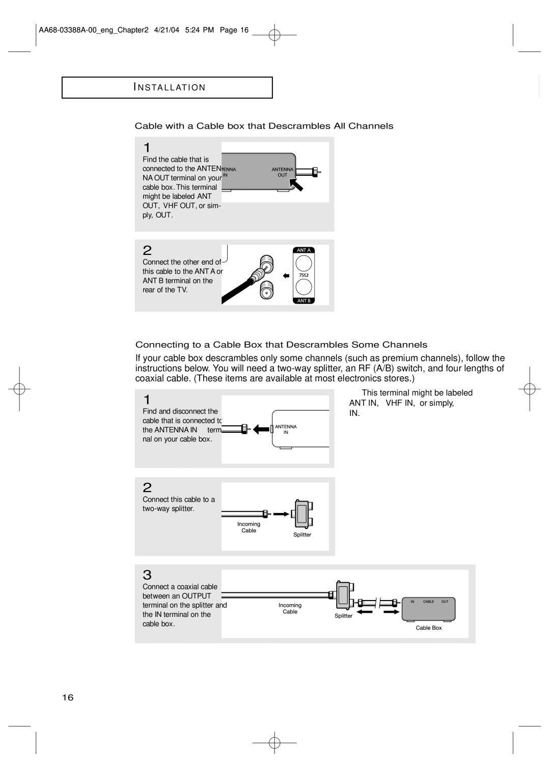 Samsung TX-P3076WH manual Cable with a Cable box that Descrambles All Channels 