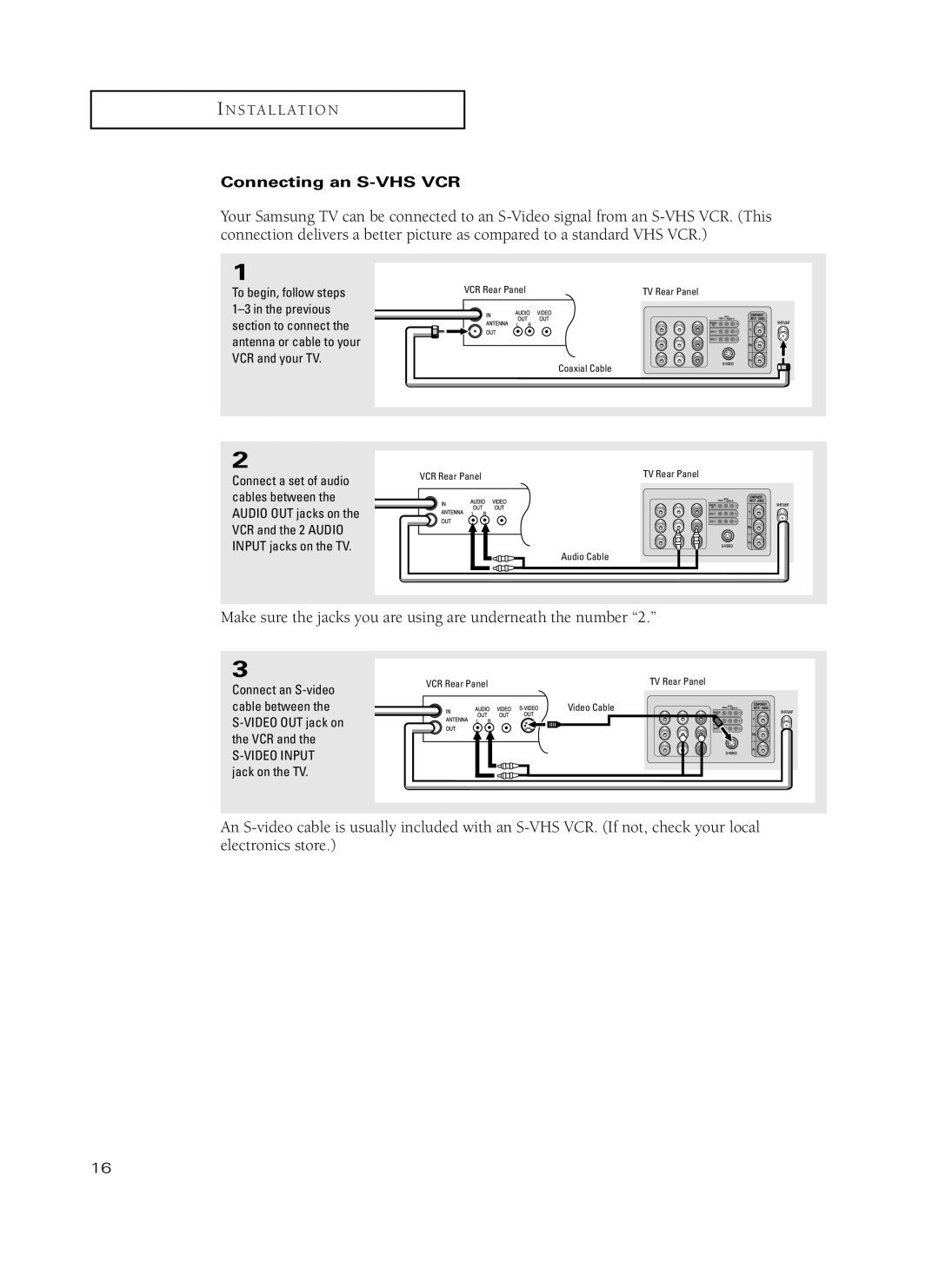 Samsung TX-P3235, TX-P2734, TX-P2730, TX-P2728, TX-P2434 manual Make sure the jacks you are using are underneath the number 