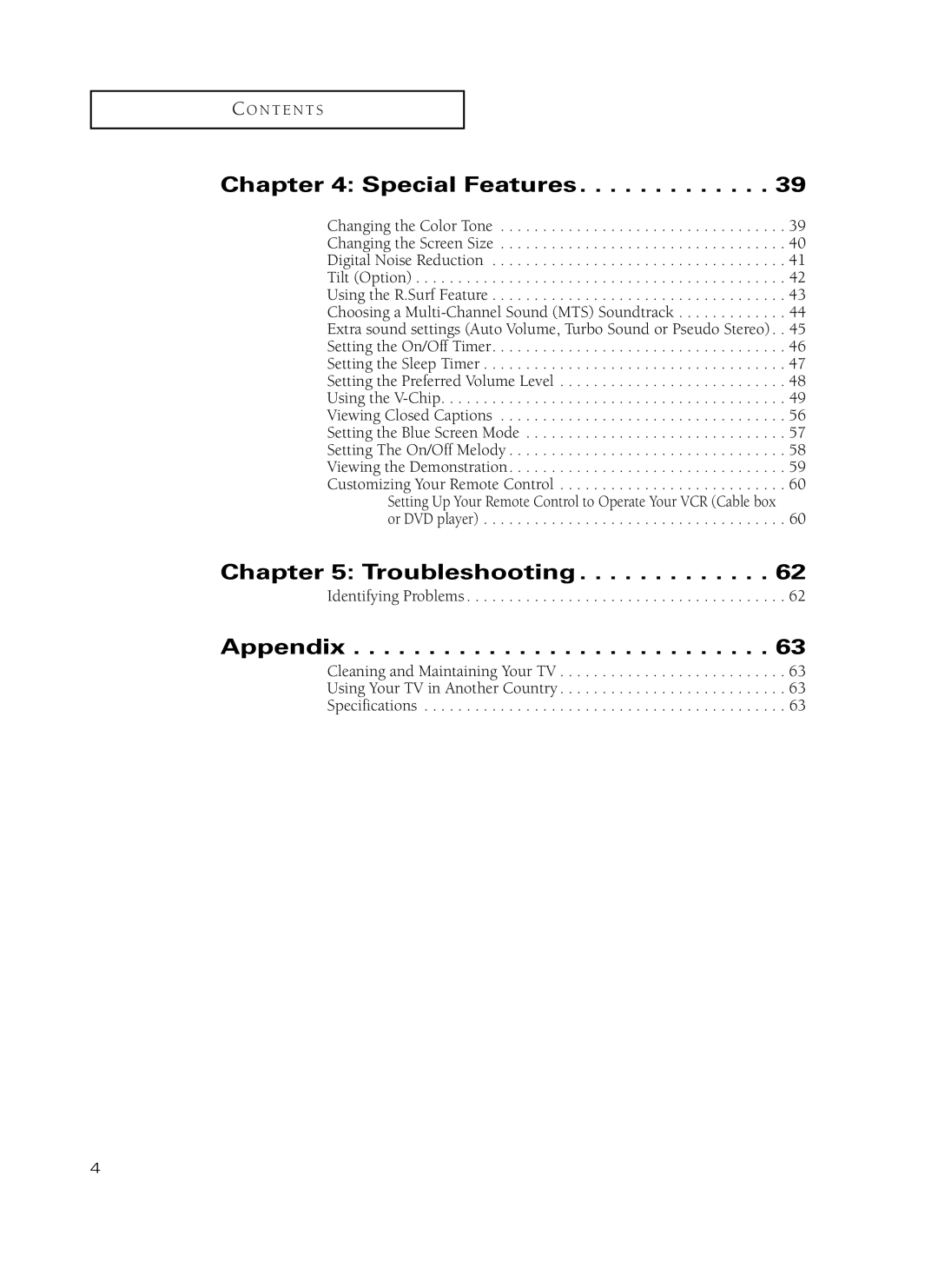 Samsung TX-P3235, TX-P2734, TX-P2730, TX-P2728, TX-P2434 manual Special Features, Troubleshooting, Appendix 