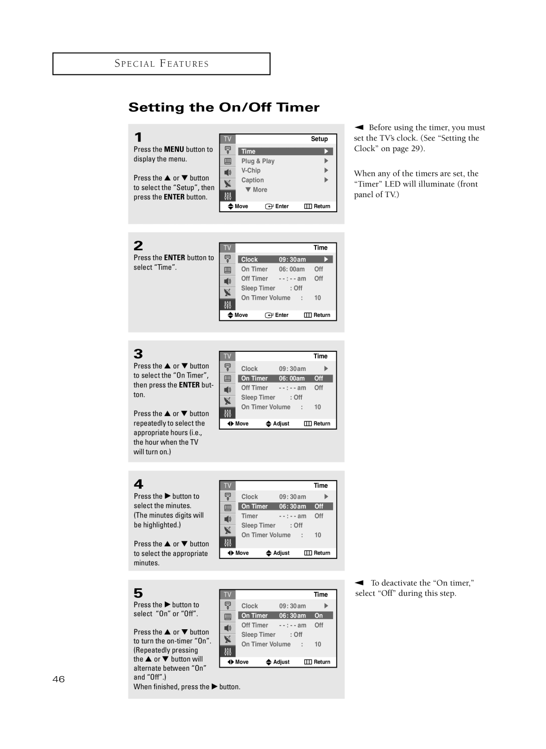 Samsung TX-P3235, TX-P2734, TX-P2730, TX-P2728, TX-P2434 manual Setting the On/Off Timer, When finished, press the √ button 