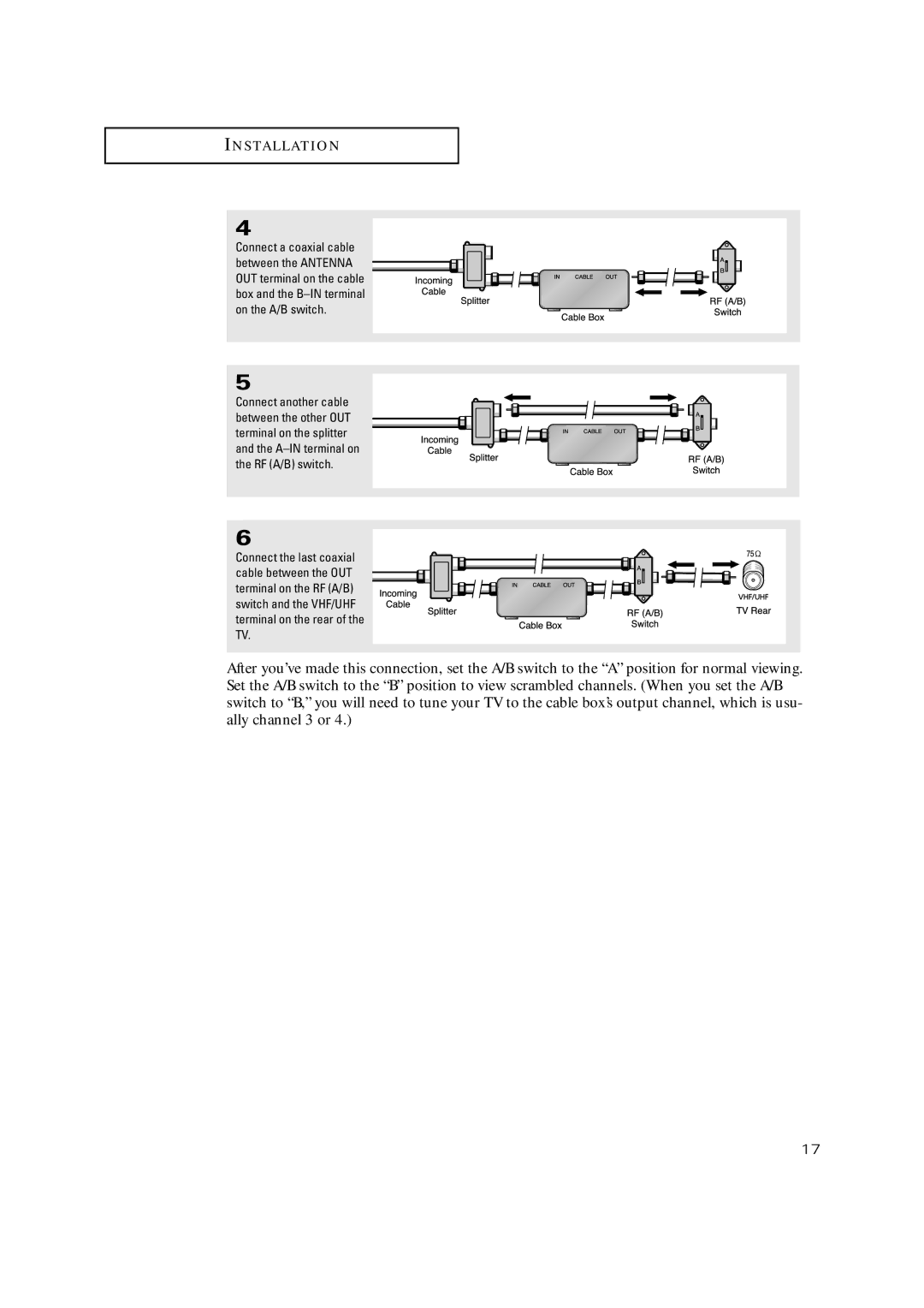 Samsung TX-P3234HF, TX-P3271HF, TX-P2771HF, TX-P3245FP, TX-P3275HF, TX-P3298HF, TX-P3098WHF, TX-P3075WHF manual Install AT I O N 