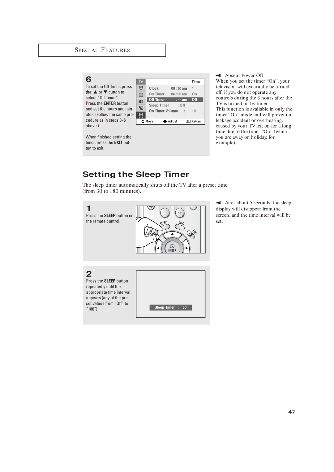 Samsung TX-R2728 manual Setting the Sleep Timer 