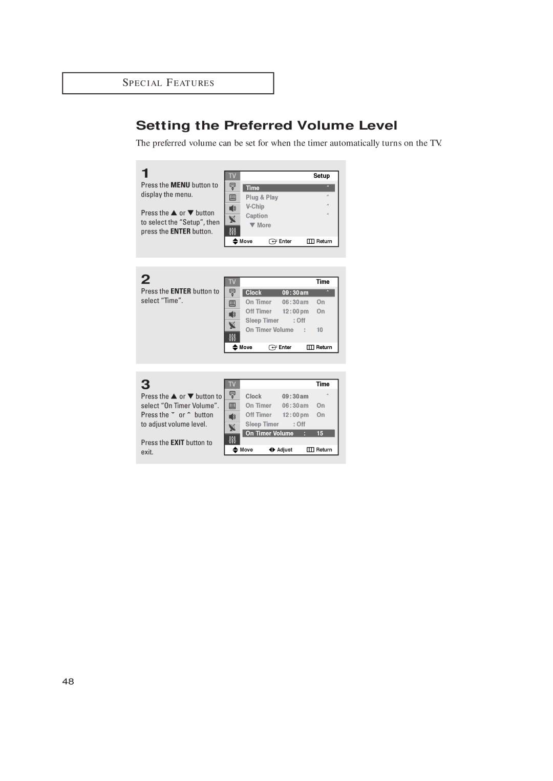 Samsung TX-R2728 manual Setting the Preferred Volume Level, On Timer Volume 