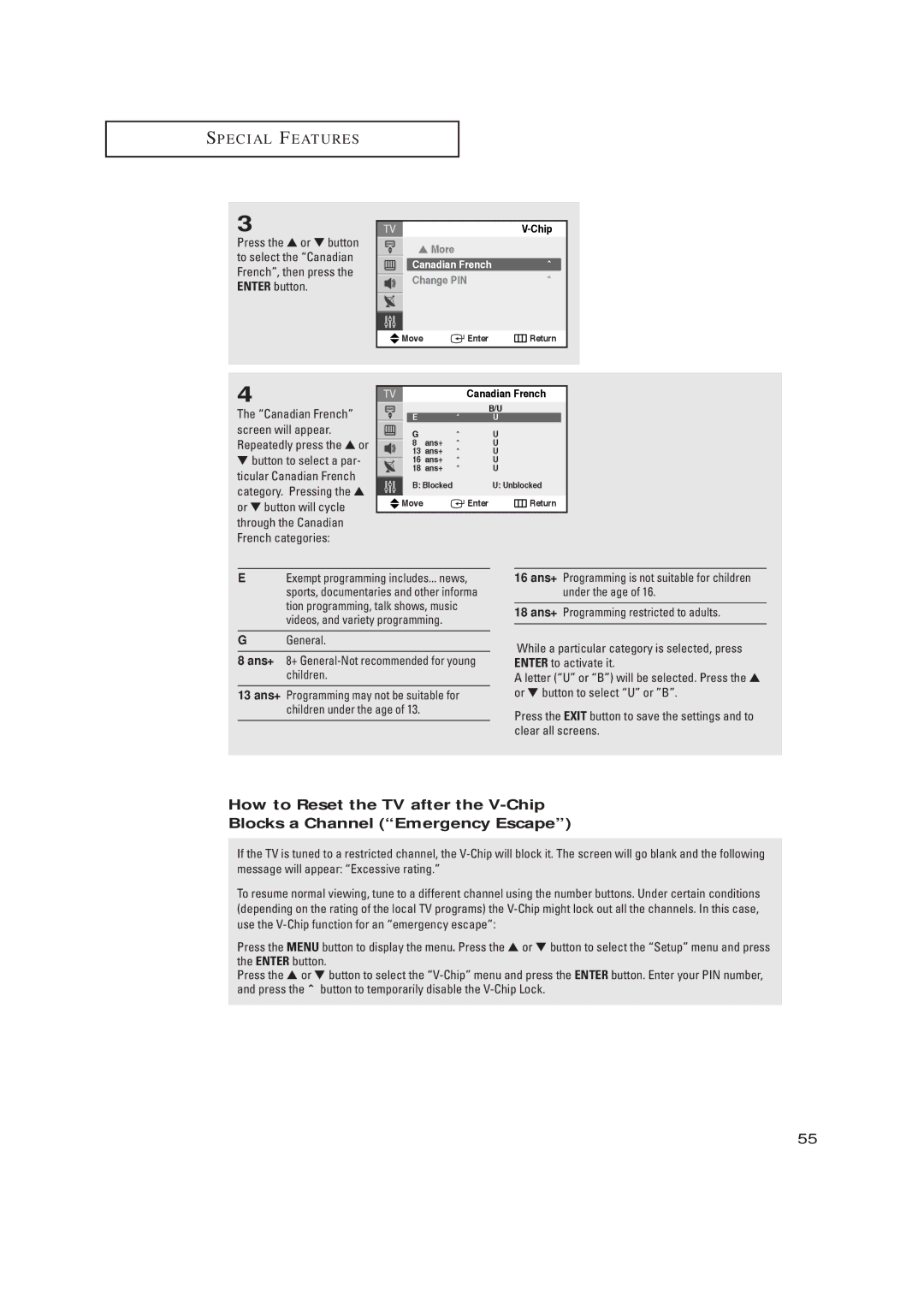 Samsung TX-R2735, TX-R2435, TX-R2728 manual General Ans+ 8+ General-Not recommended for young children, Canadian French 