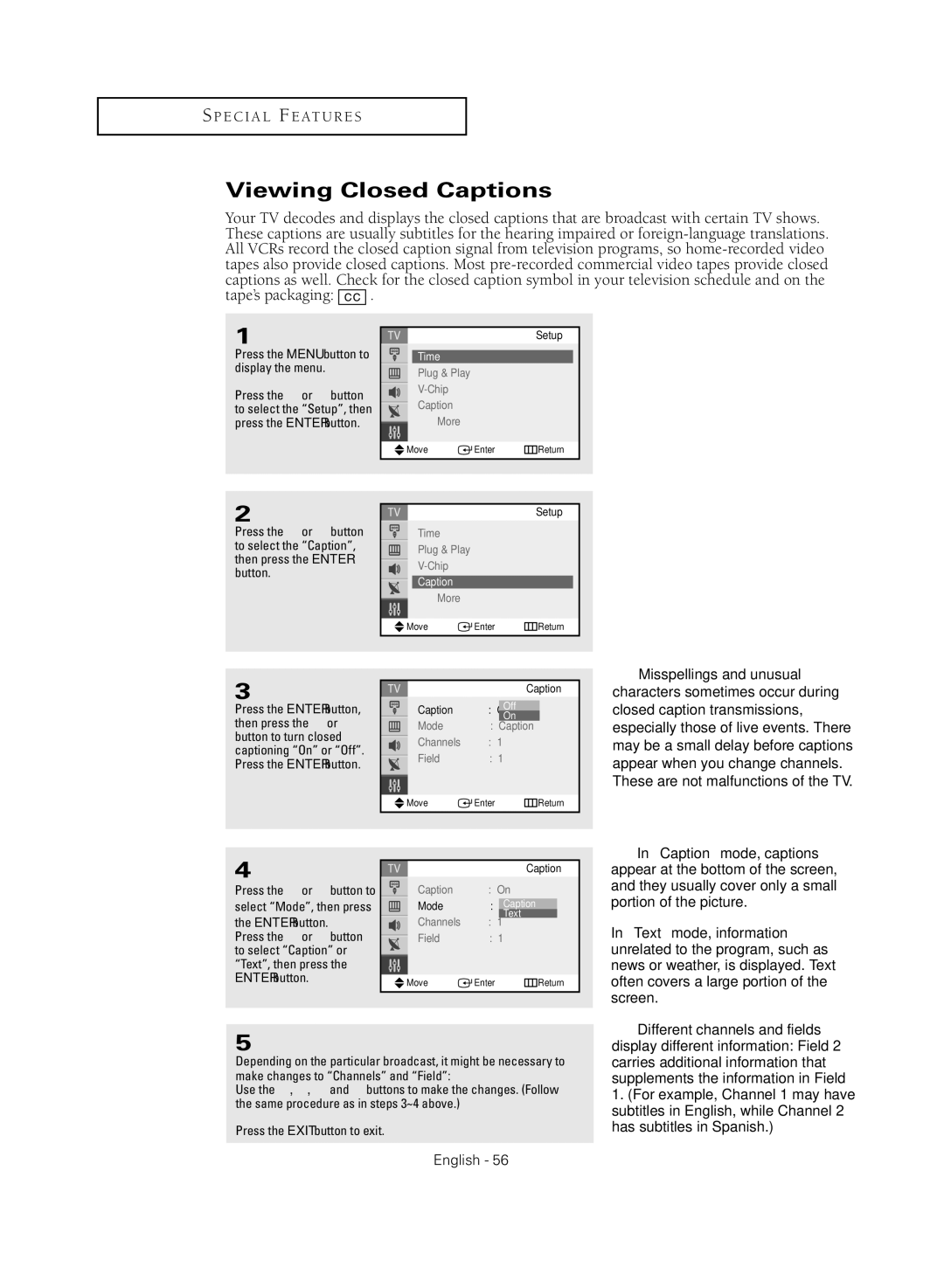 Samsung TX-R2735G manual Viewing Closed Captions, Text 