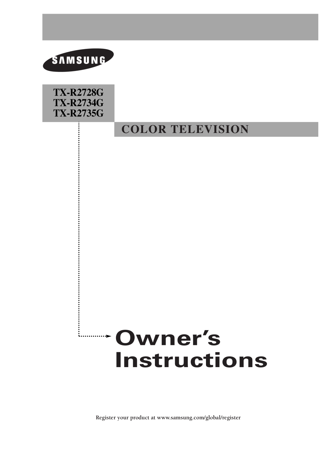 Samsung manual Owner’s Instructions, Color Television, TX-R2728G TX-R2734G TX-R2735G 