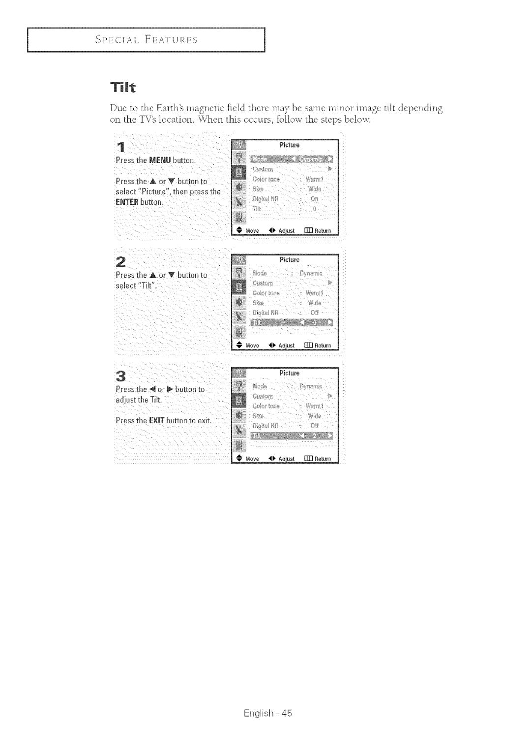 Samsung TX-R2764 manual THt, Press the a or V button o select Picture . t en press me 