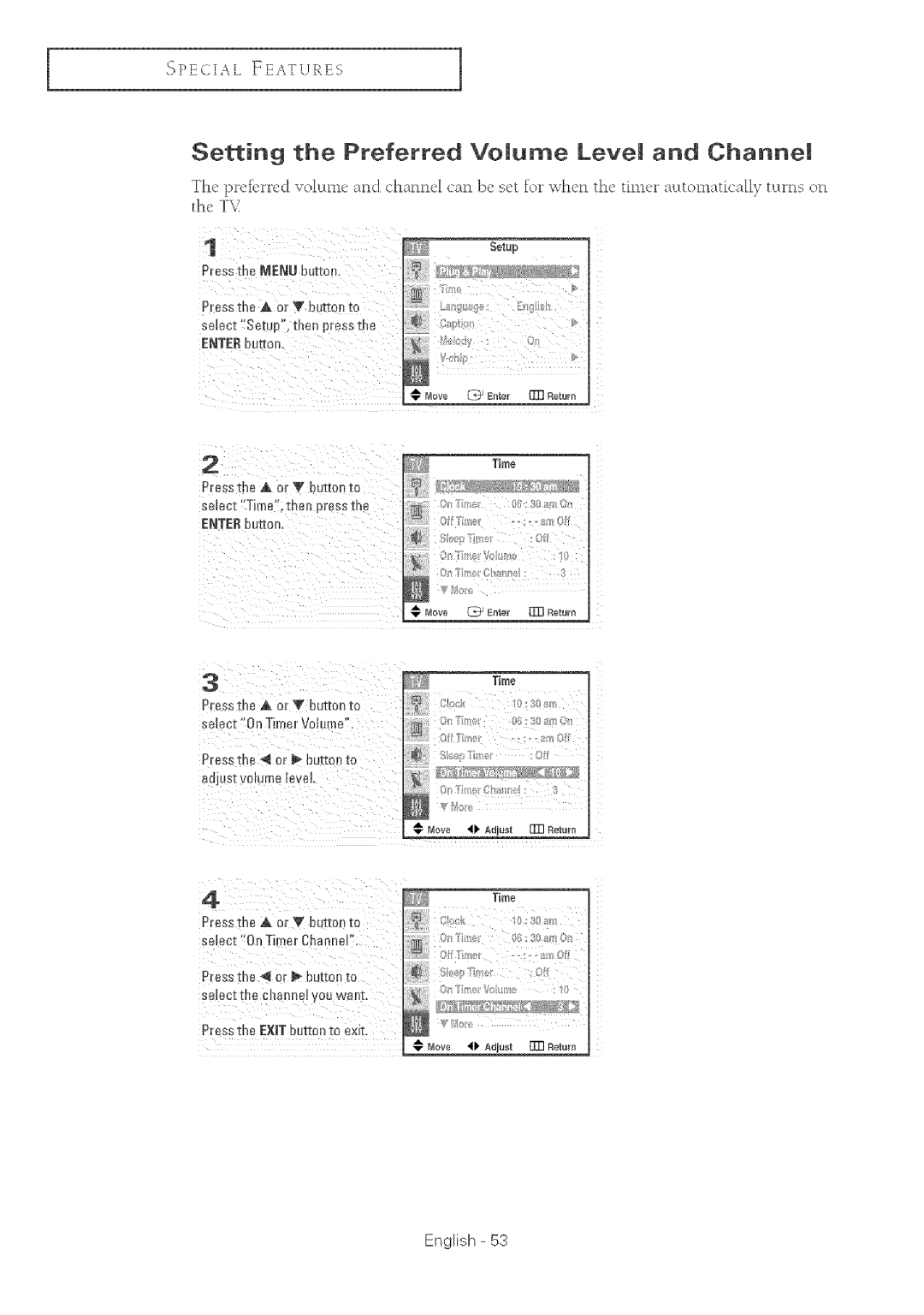 Samsung TX-R2764 manual Setting the Preferred Volume Level and ChanneM 