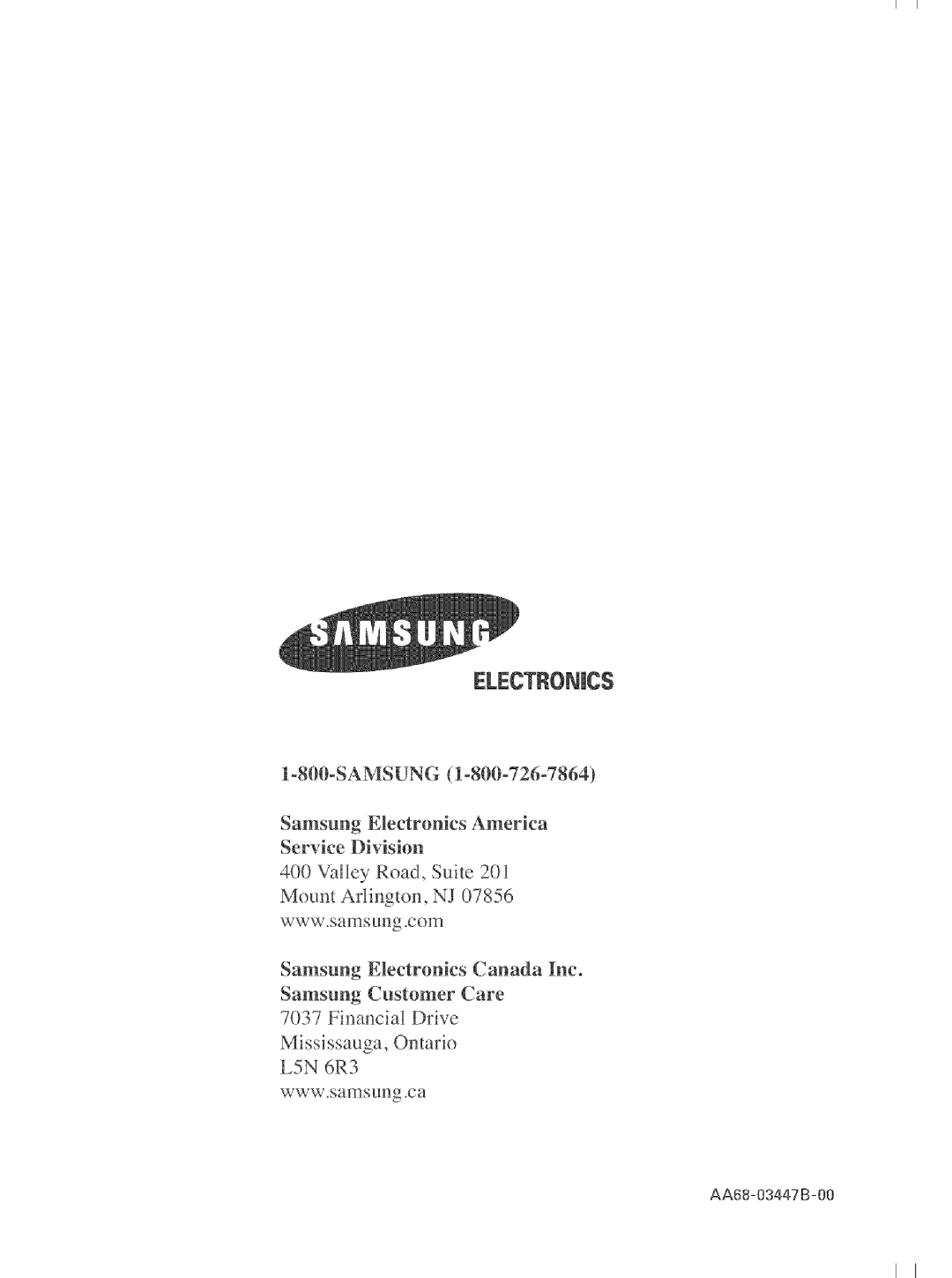 Samsung TX-R2764 manual AA68-03447 B-00 