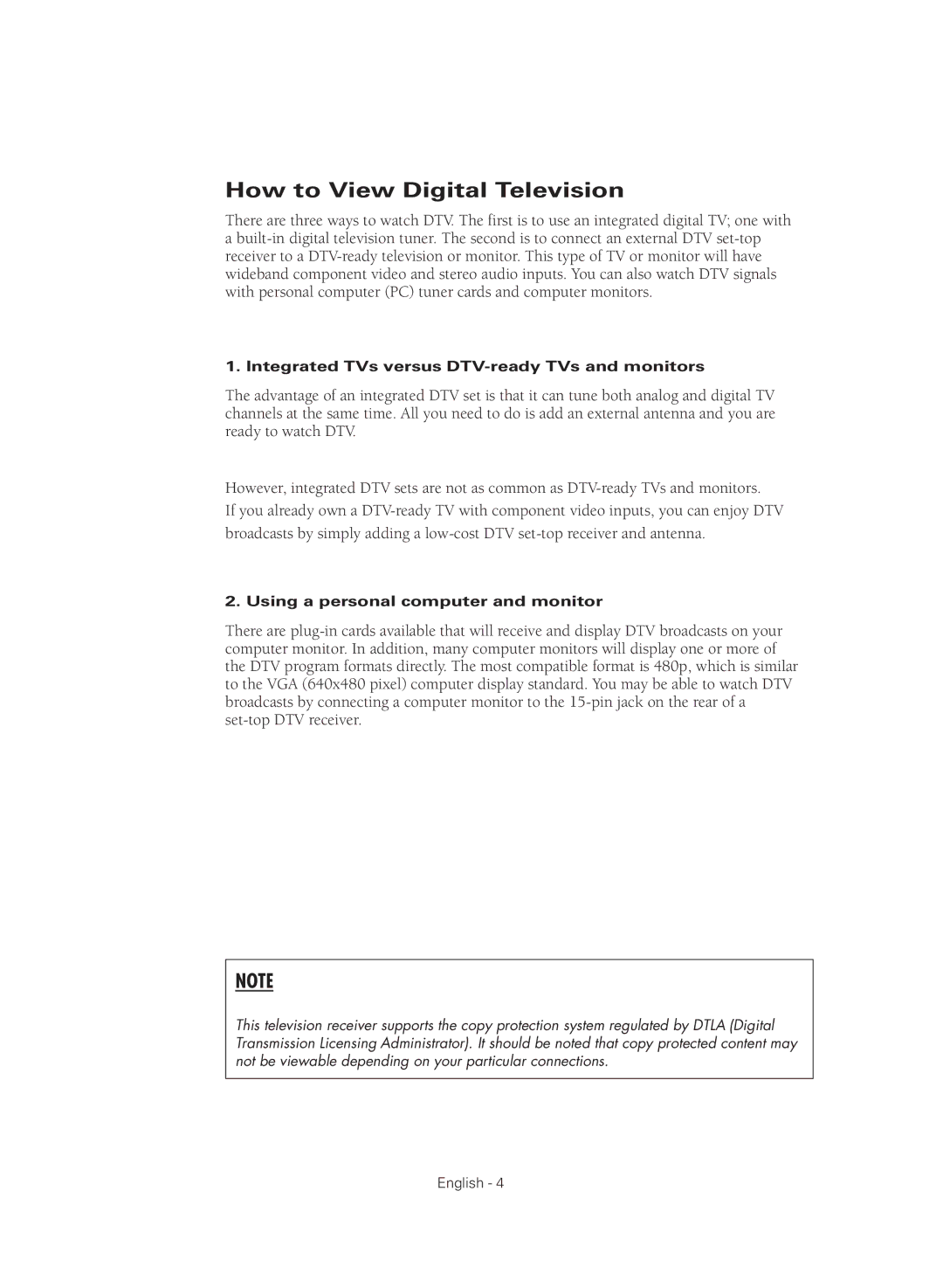 Samsung TX R2779H manual How to View Digital Television, Integrated TVs versus DTV-ready TVs and monitors 