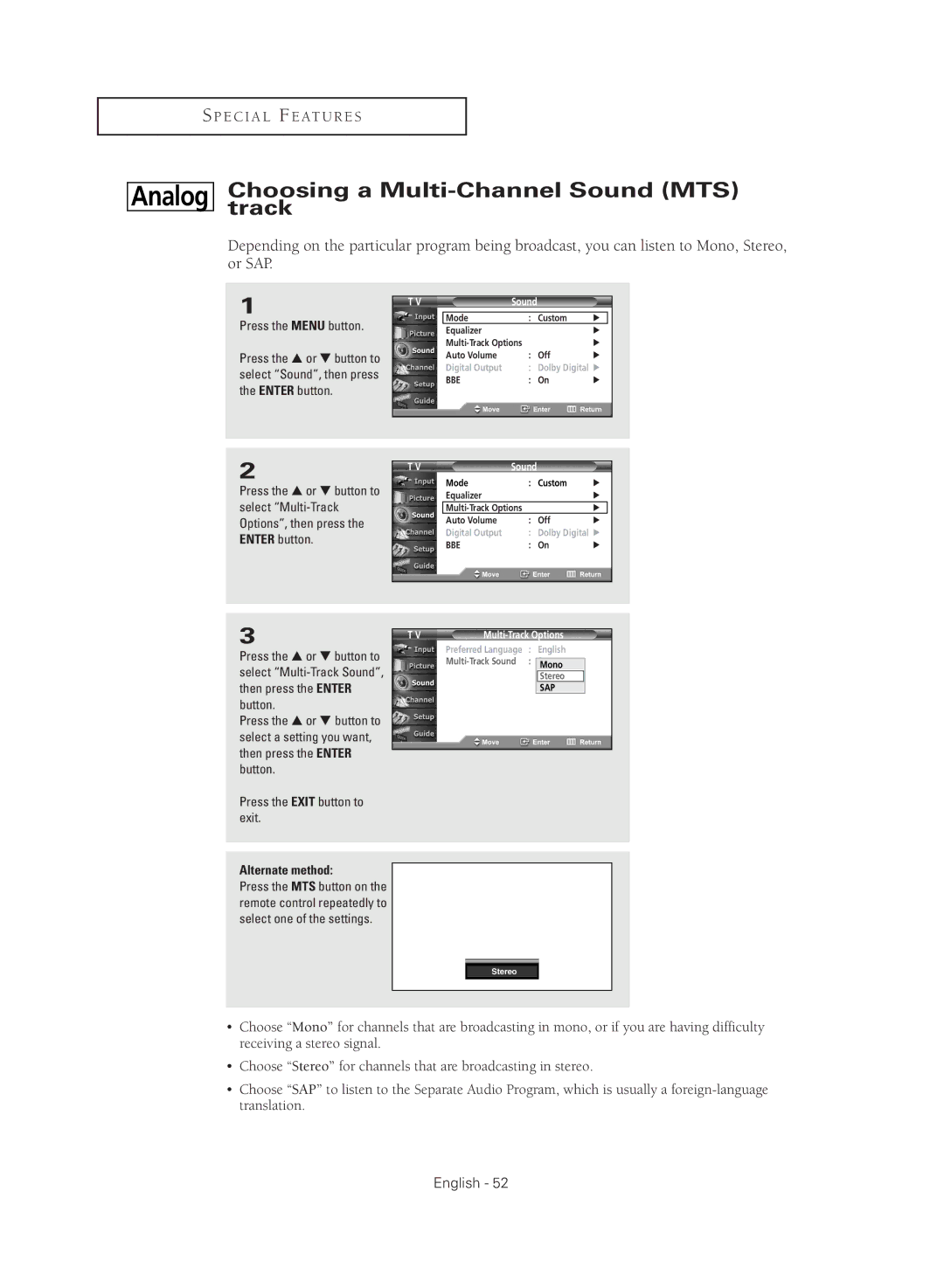 Samsung TX R2779H manual Analog 