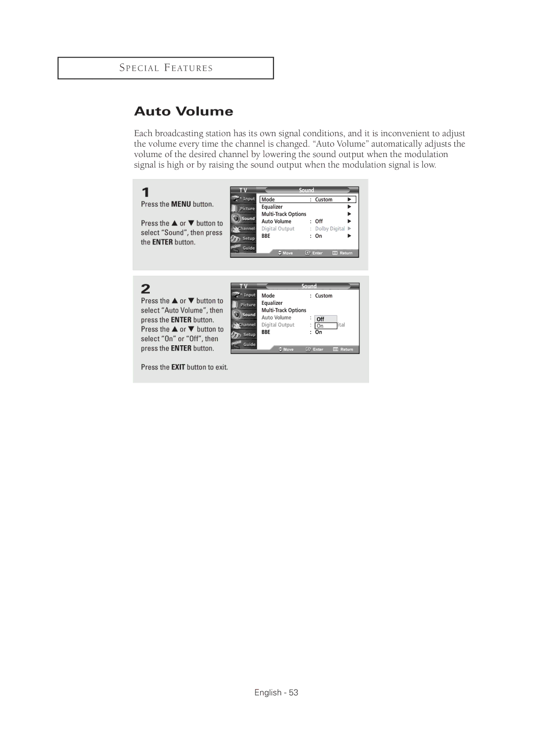 Samsung TX R2779H manual Auto Volume 