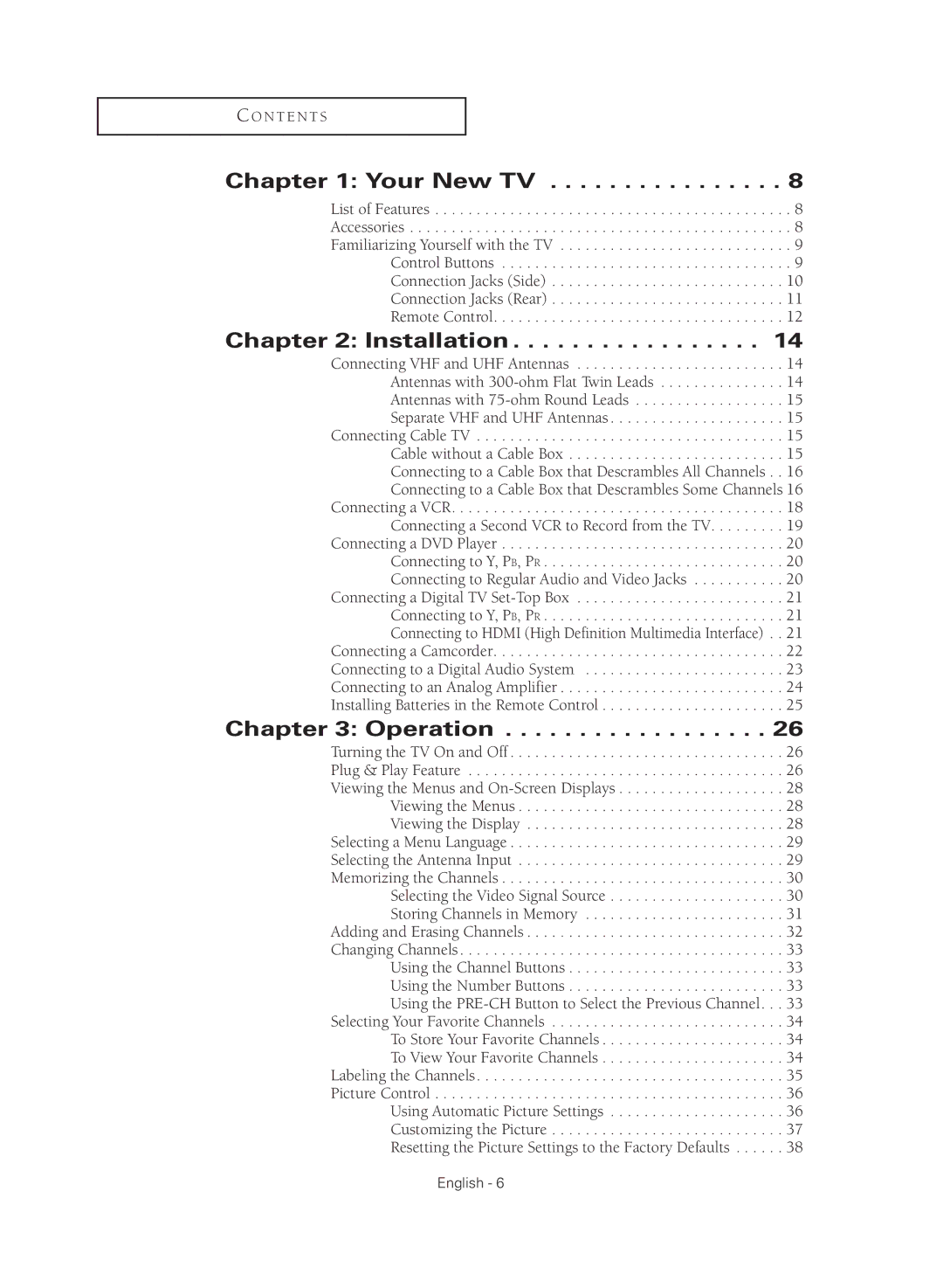 Samsung TX R2779H manual Your New TV, Installation, Operation 