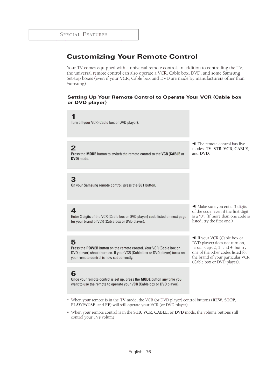 Samsung TX R2779H manual Customizing Your Remote Control 