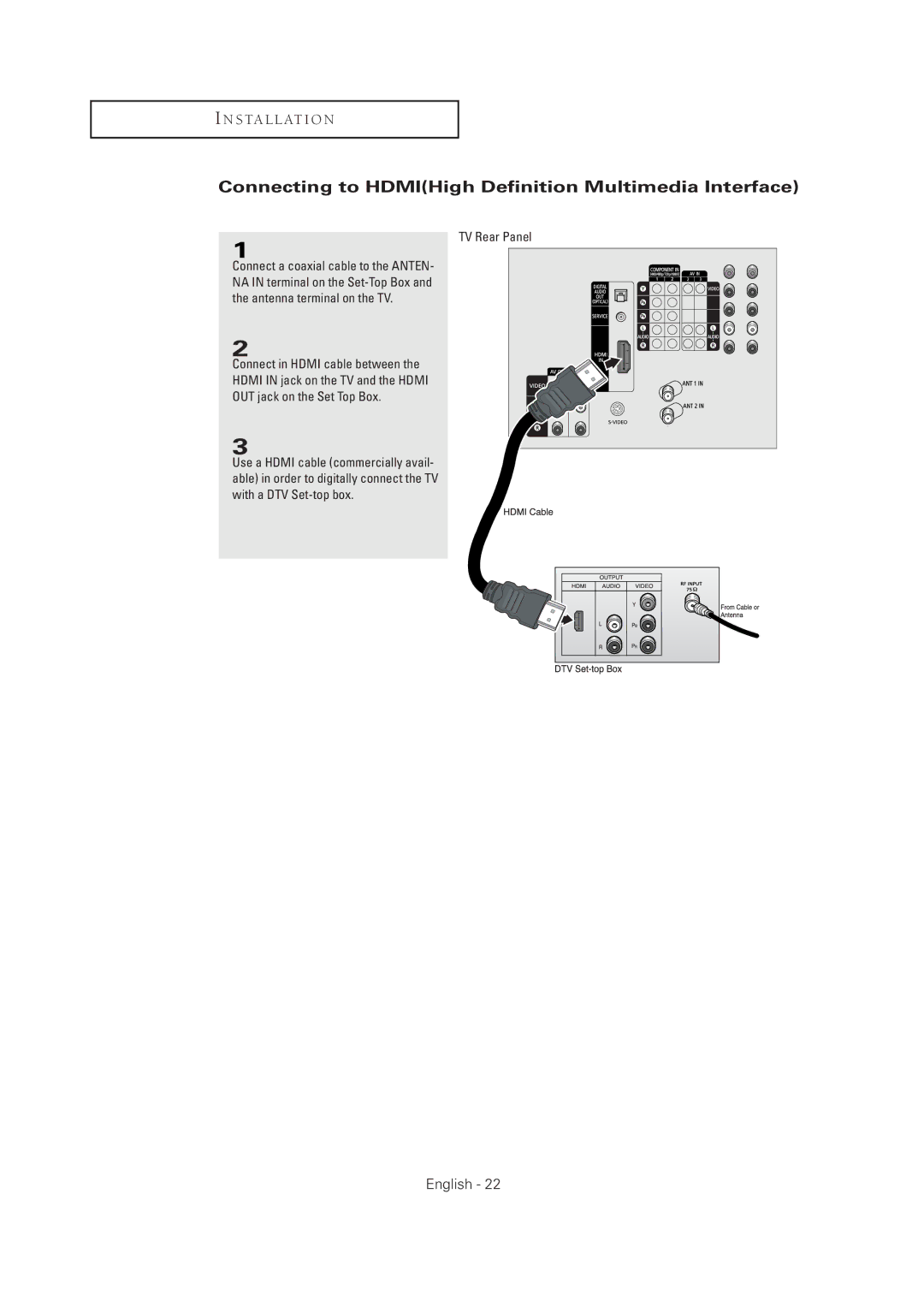 Samsung TX R2678WH, TX R3075WH, TX-R2675WH, TX-R2678WH, TX-R3075WH Connecting to HDMIHigh Definition Multimedia Interface 