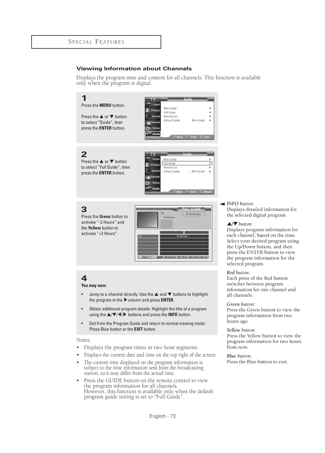 Samsung TX R2678WH, TX R3075WH, TX-R2675WH, TX-R2678WH, TX-R3075WH manual Viewing Information about Channels, Button 