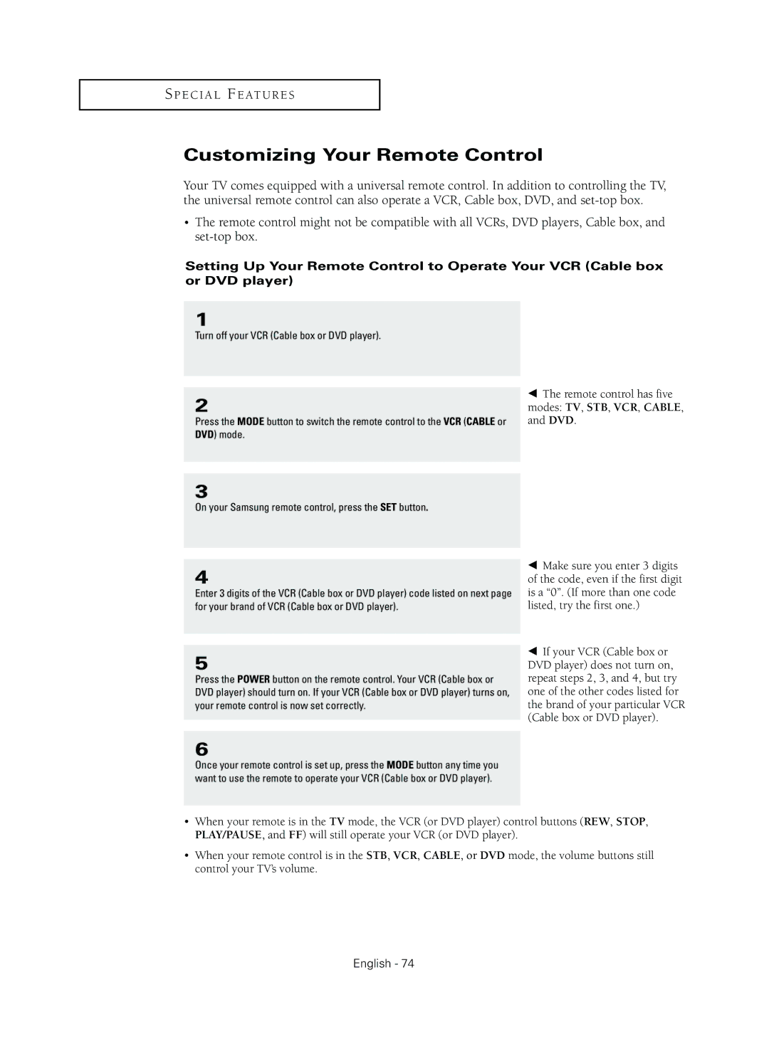 Samsung TX R3079WH manual Customizing Your Remote Control 