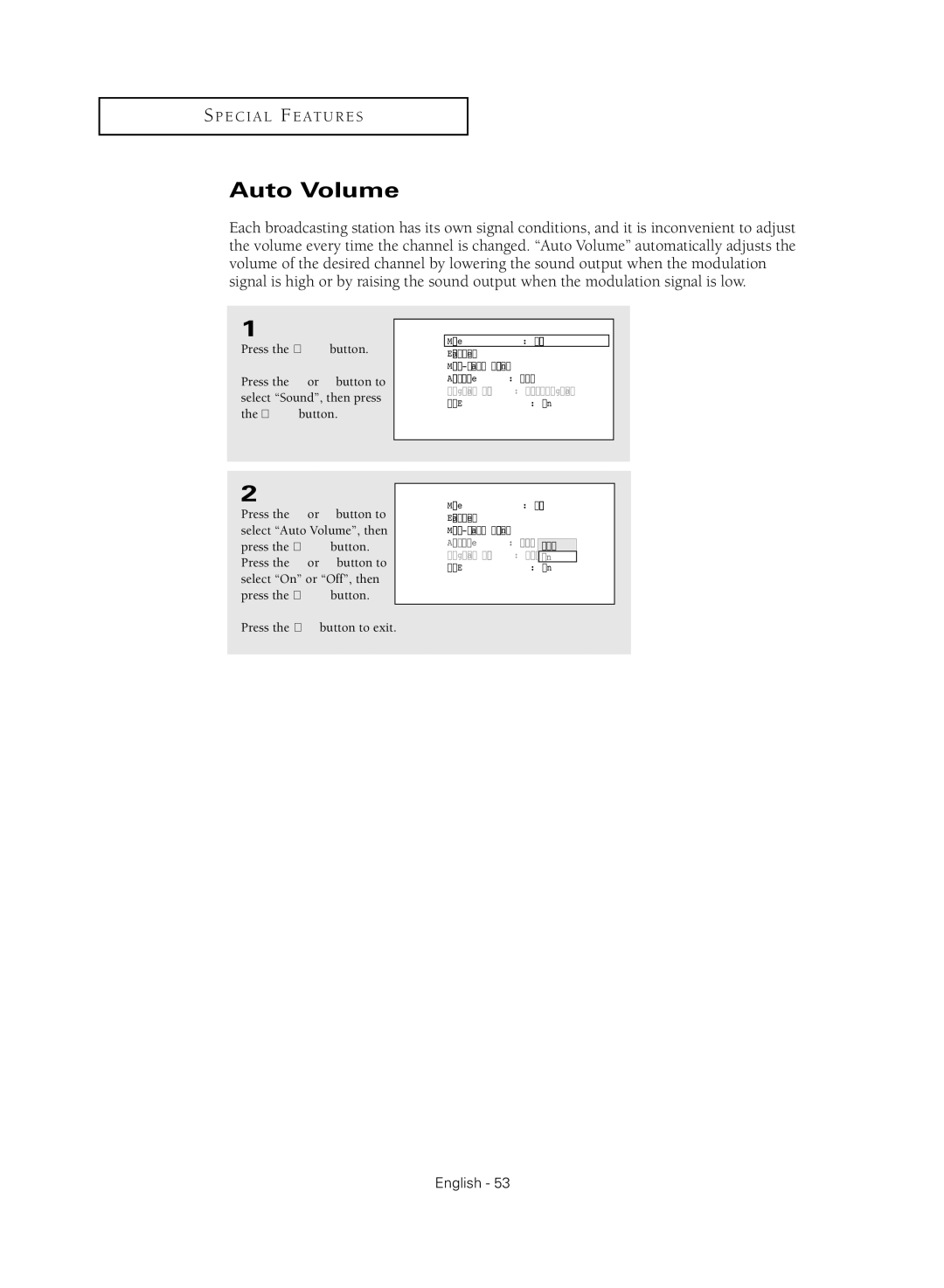 Samsung TX R3080WH manual Auto Volume 