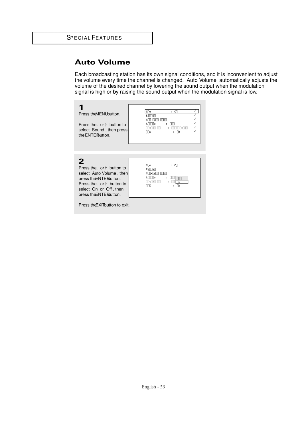 Samsung TX-R3081WH manual Auto Volume 