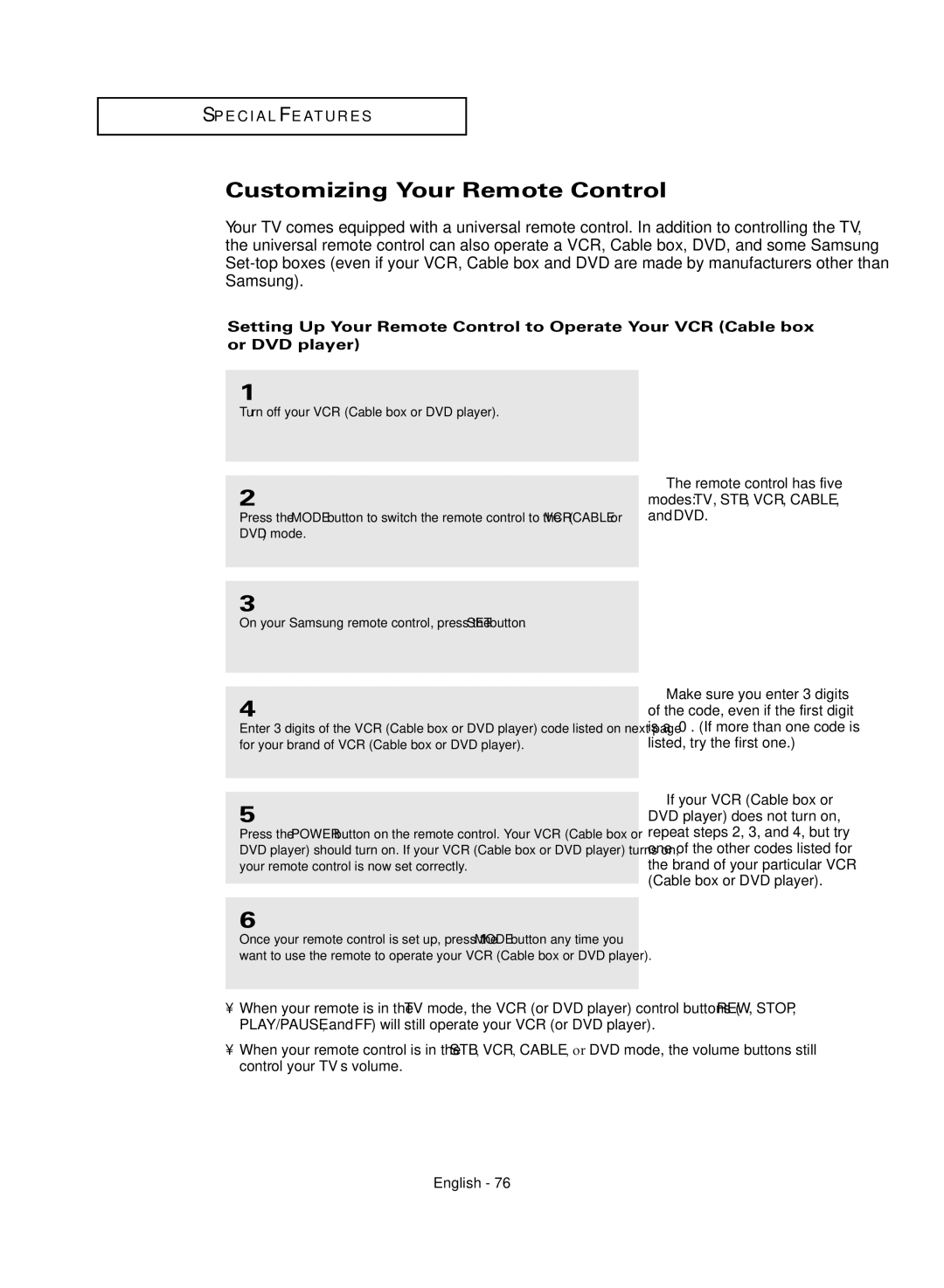 Samsung TX-R3081WH manual Customizing Your Remote Control 