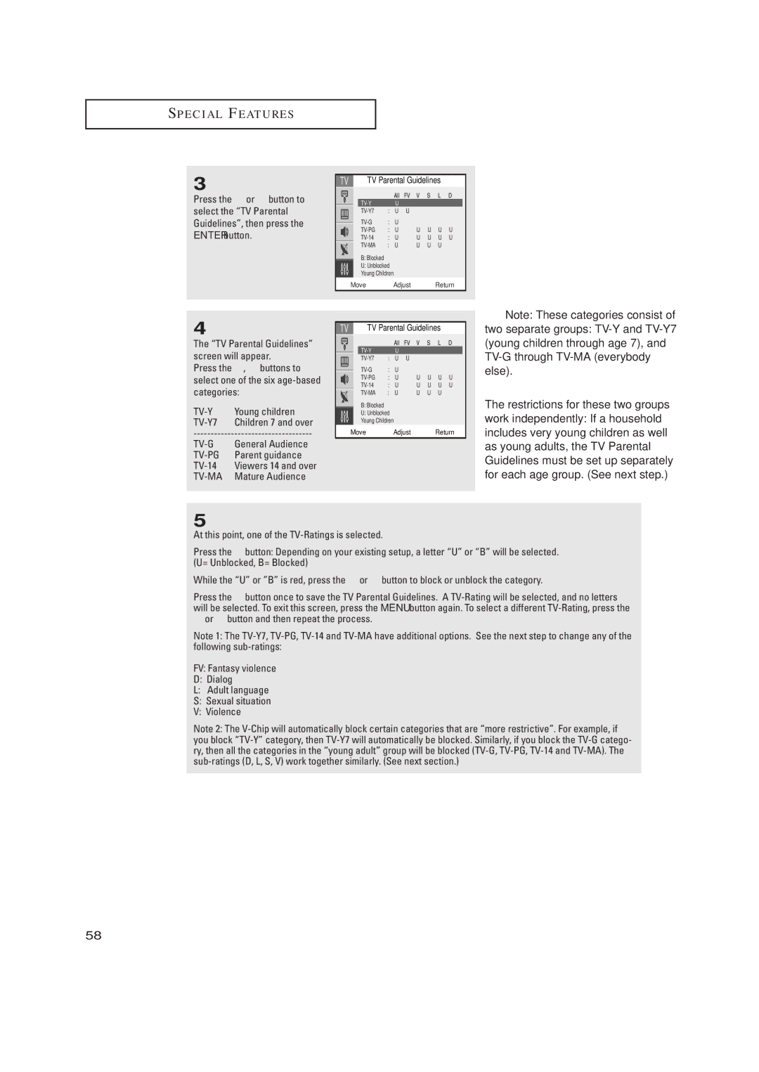 Samsung TX R2765, TX R3265 manual Parent guidance, TV-14, Mature Audience 