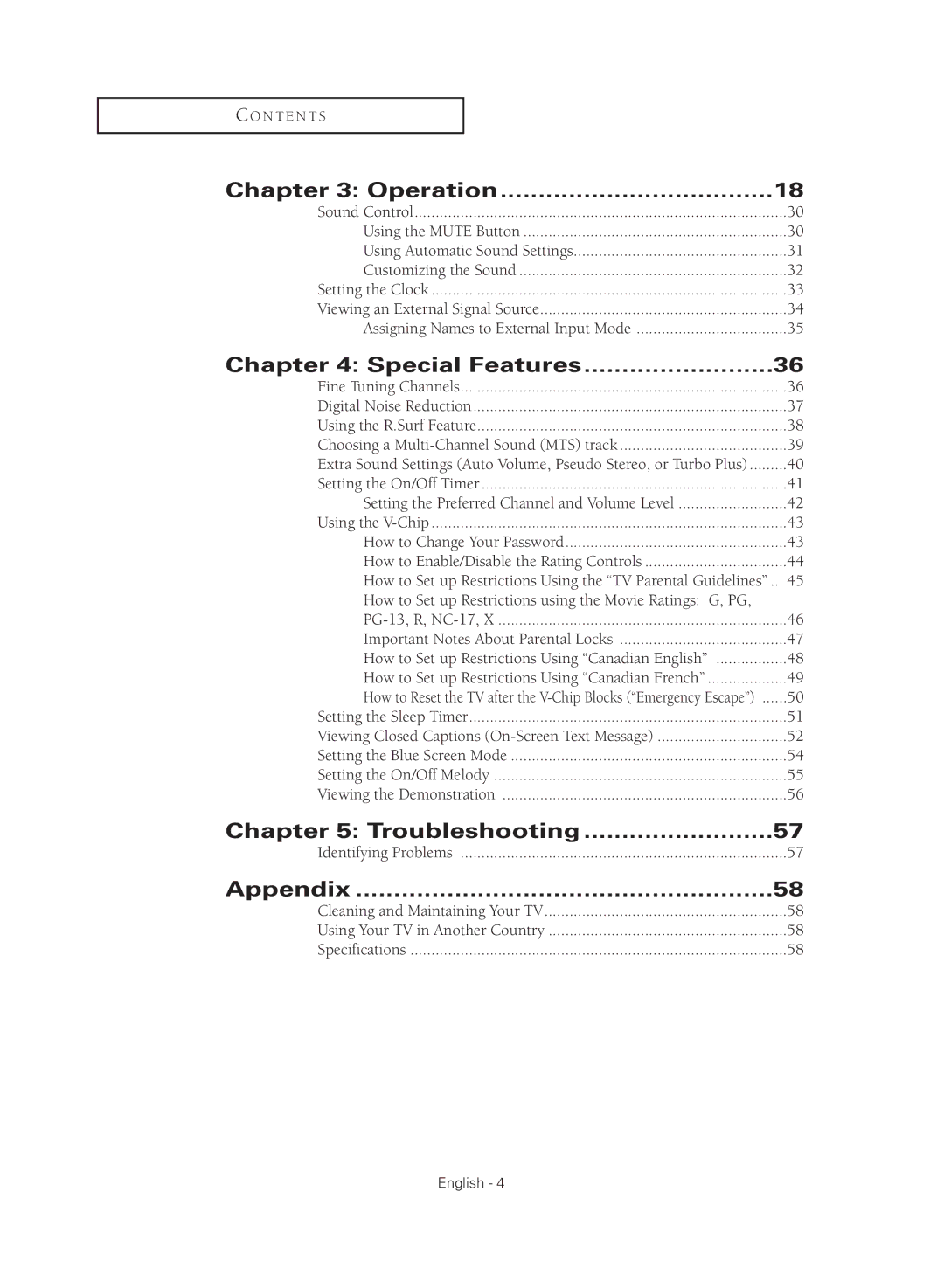 Samsung TX-S2040X manual Special Features, Troubleshooting, Appendix 