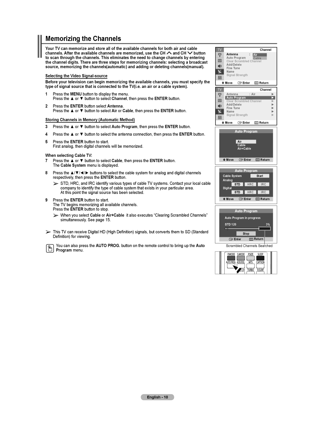 Samsung TX-T2781 Memorizing the Channels, Selecting the Video Signal-source, Storing Channels in Memory Automatic Method 