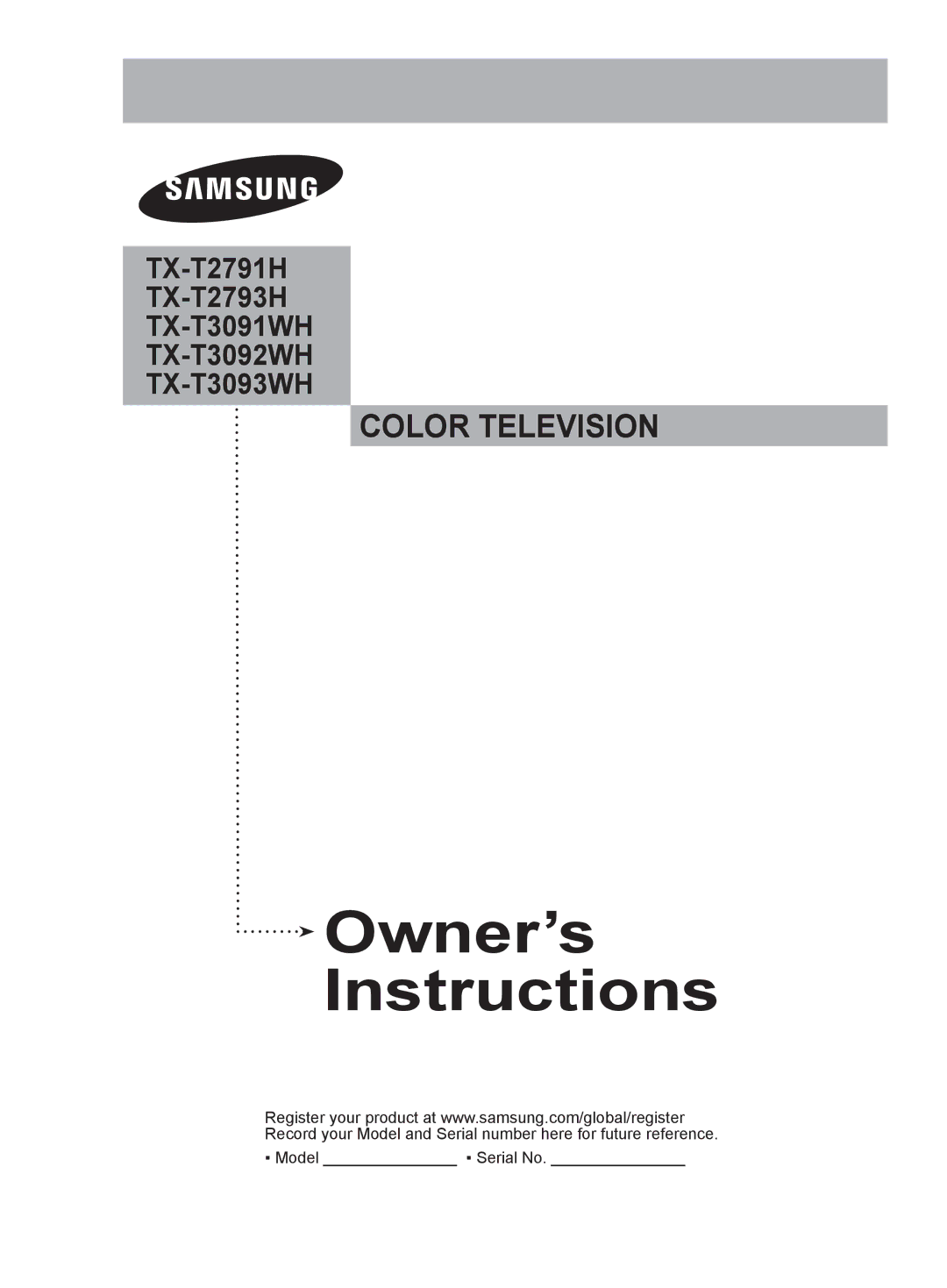 Samsung TX-T3091WH specifications Owner’s Instructions 