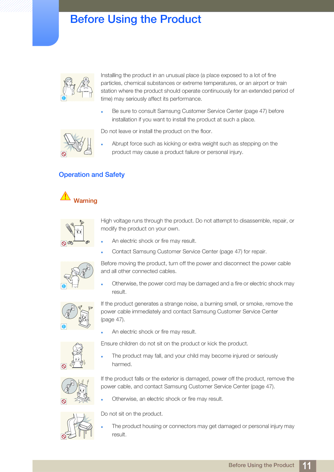 Samsung TX-WN user manual Operation and Safety 