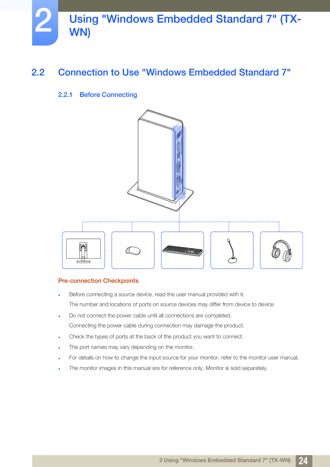 Samsung TX-WN user manual Connection to Use Windows Embedded Standard, Before Connecting, Pre-connection Checkpoints 