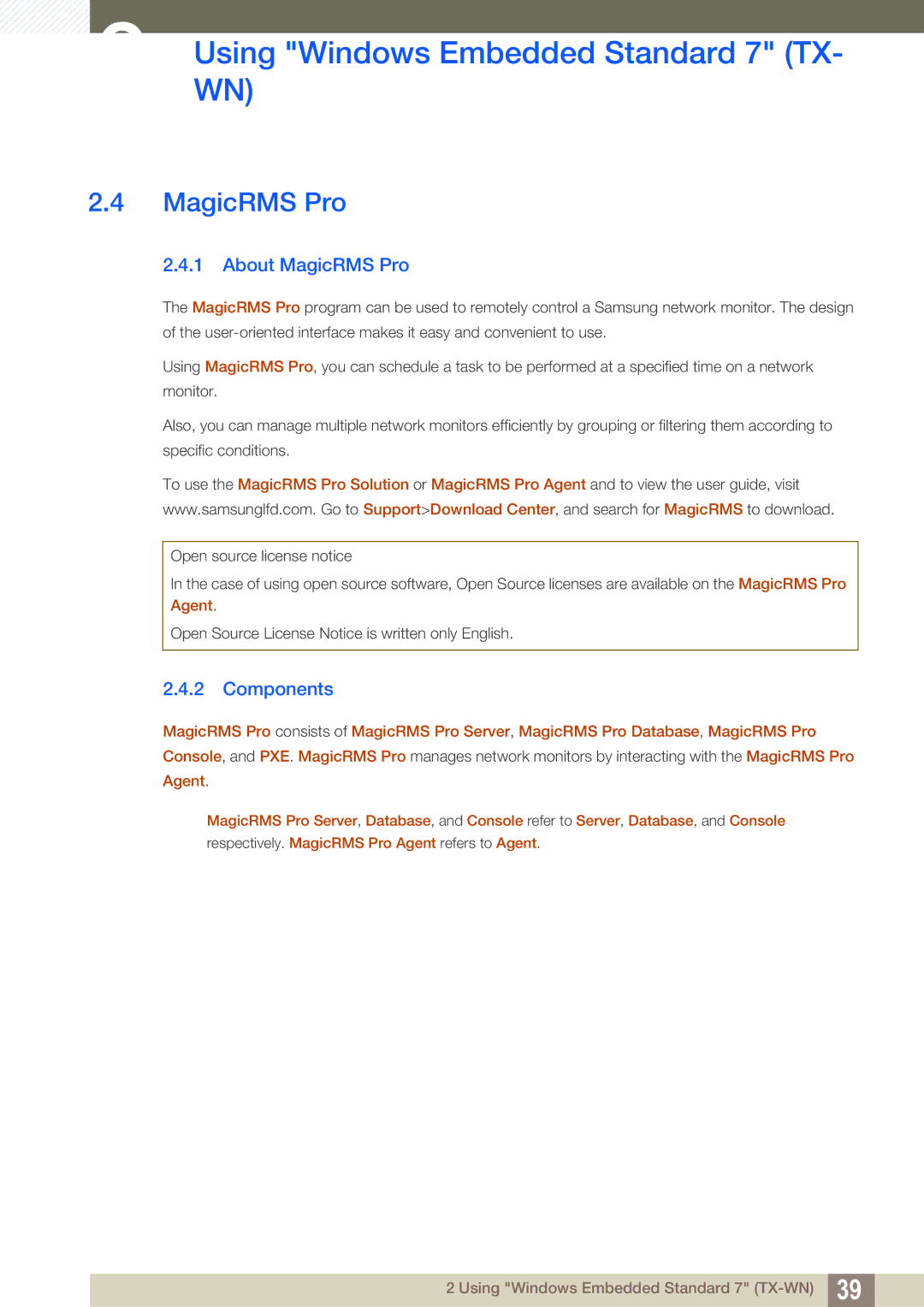 Samsung TX-WN user manual About MagicRMS Pro, Components 