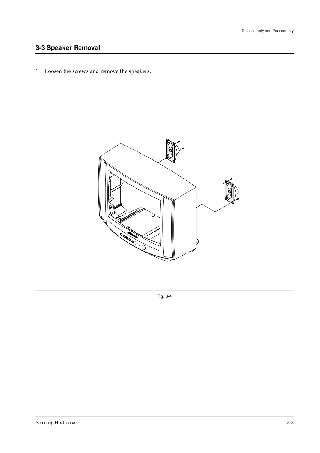 Samsung TXJ1366 specifications Speaker Removal 