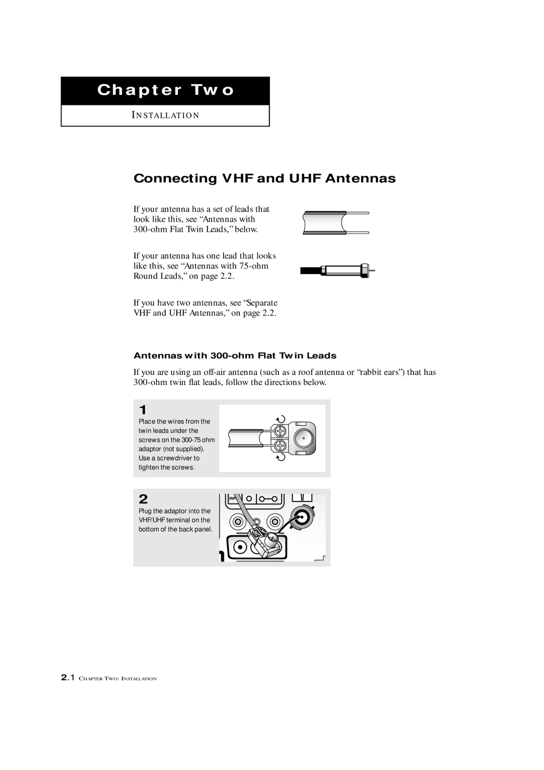 Samsung TXM 1491F manual Chapter Two 