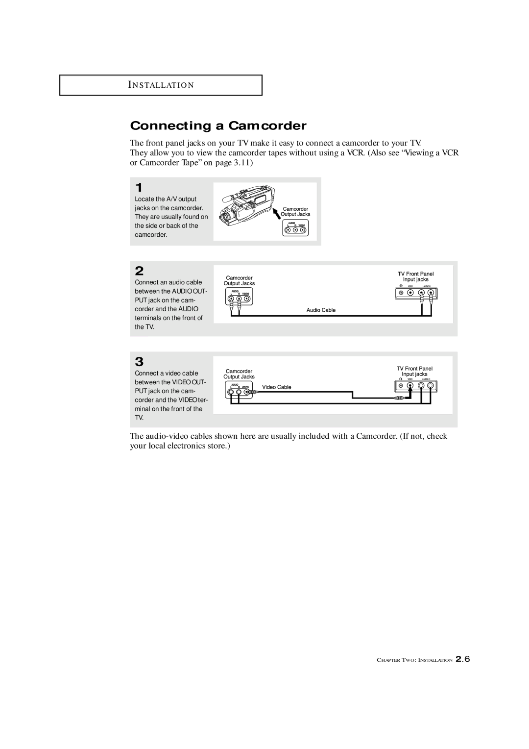 Samsung TXM 1491F manual Connecting a Camcorder 