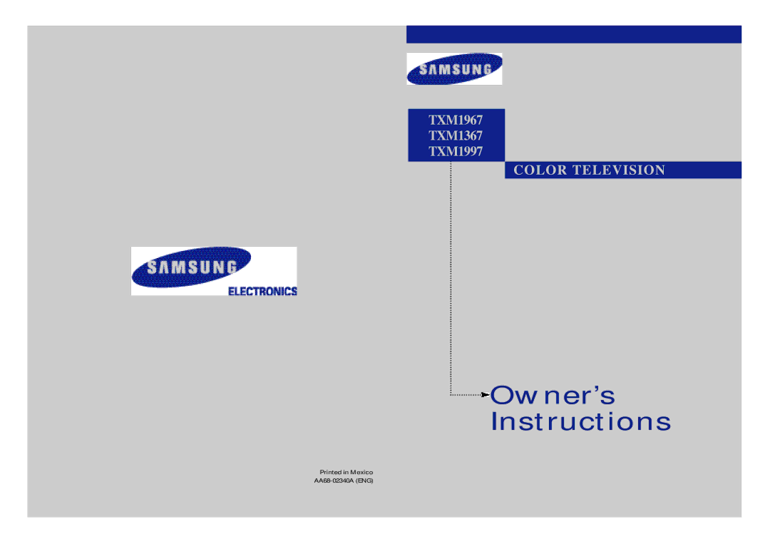 Samsung TXM 1967, TXM 1997, TXM 1367 manual Owner’s 