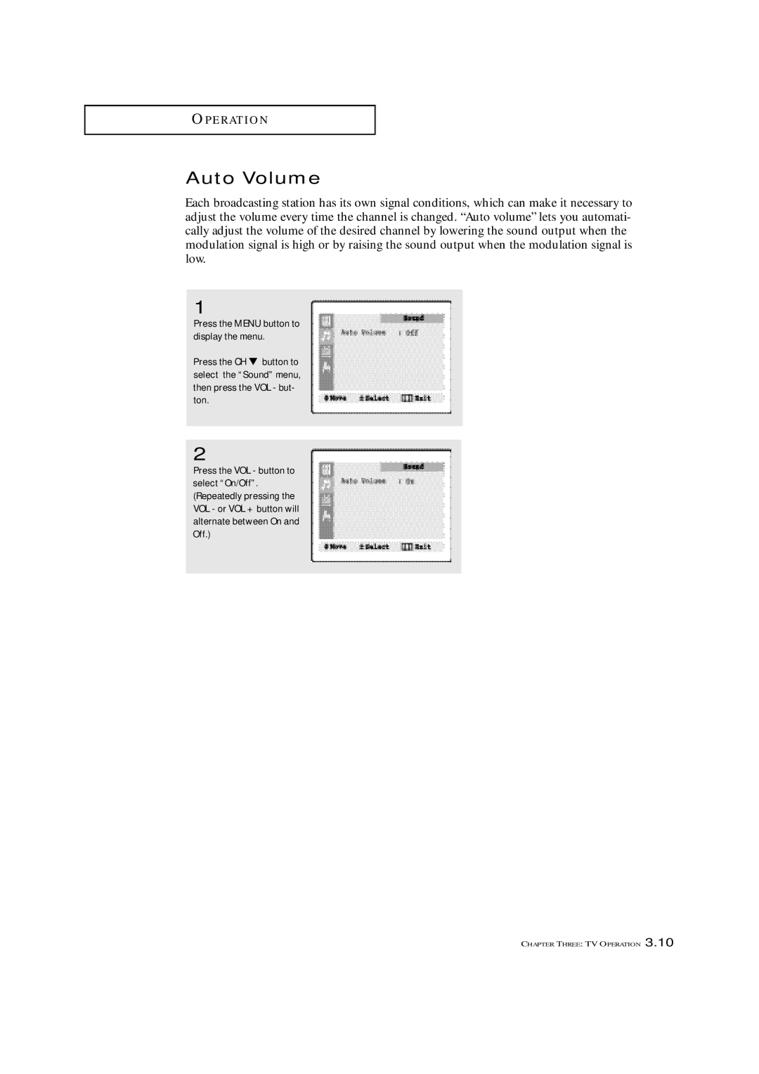 Samsung TXM 1967, TXM 1997, TXM 1367 manual Auto Volume 