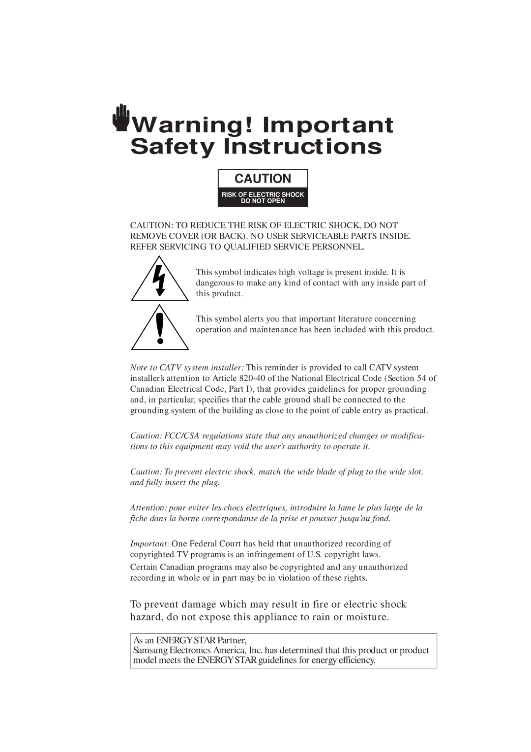 Samsung TXL 2791F, TXM 2790F, TXM3292F manual As an Energy Star Partner 