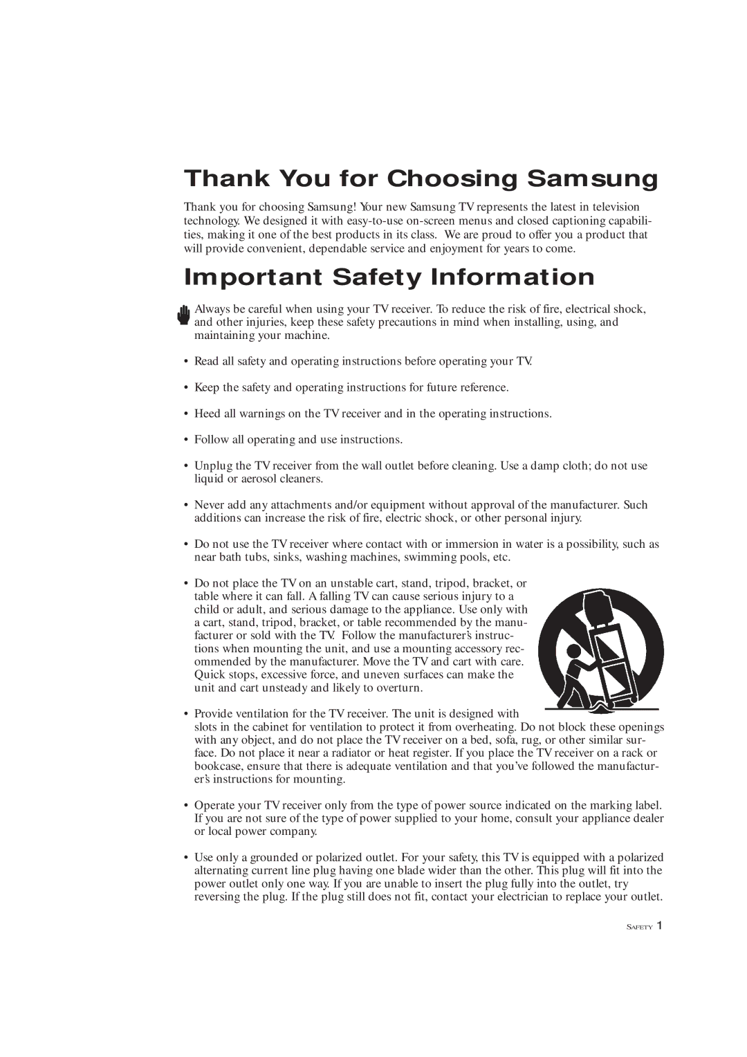 Samsung TXM 2790F, TXM3292F, TXL 2791F manual Thank You for Choosing Samsung 