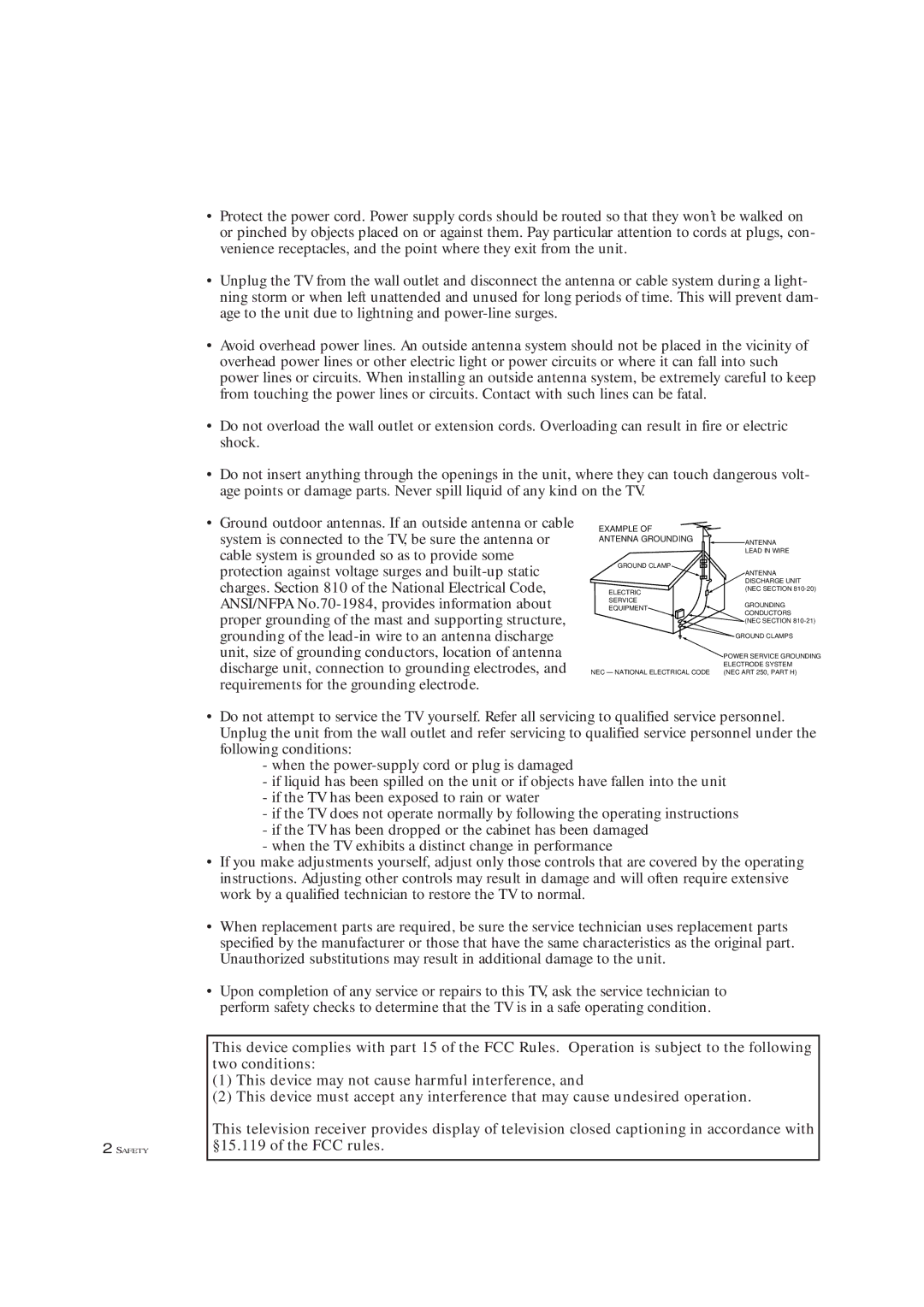 Samsung TXM3292F, TXM 2790F, TXL 2791F manual Example Antenna Grounding 