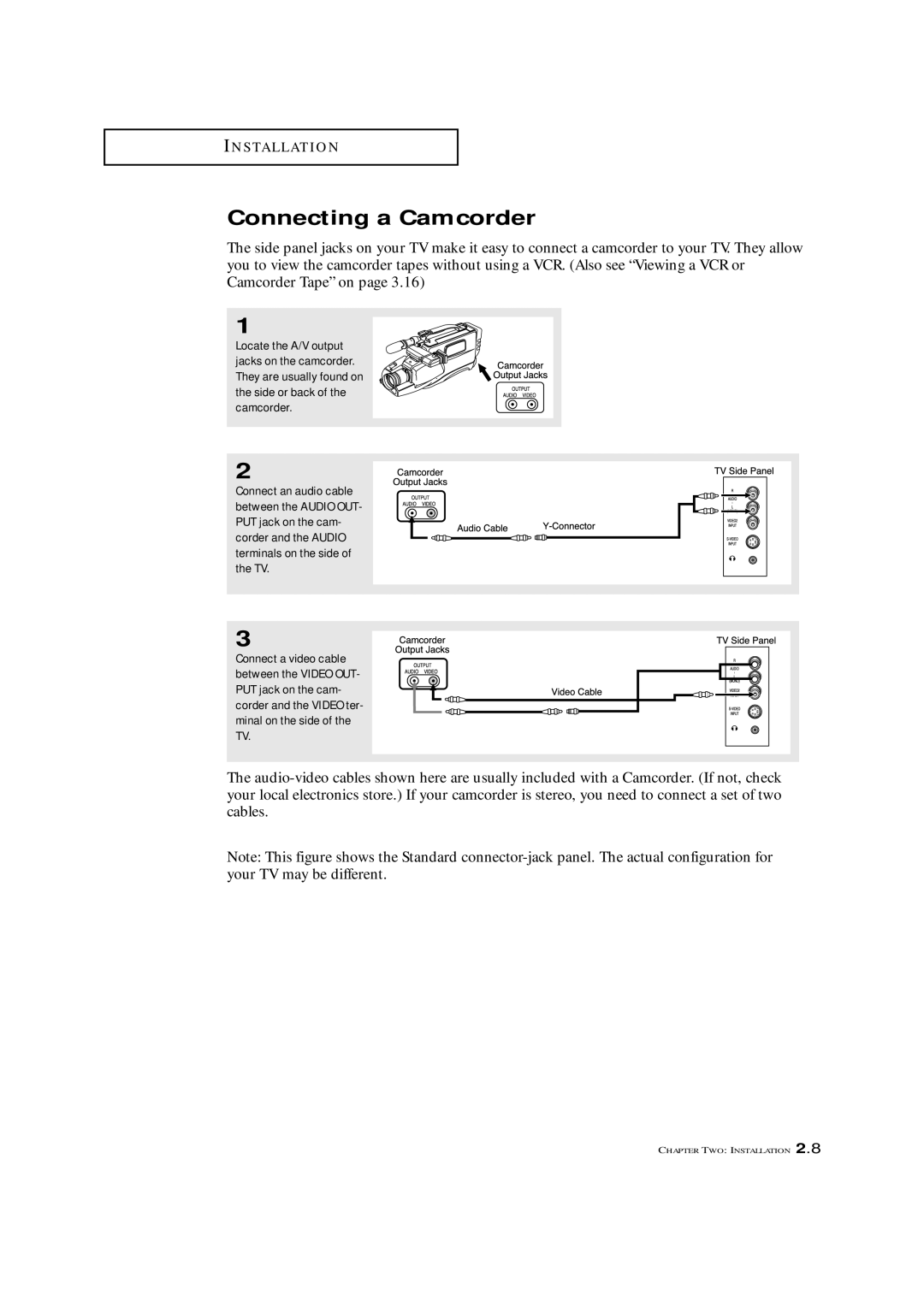 Samsung TXL 2767, TXM 2792F manual Connecting a Camcorder 