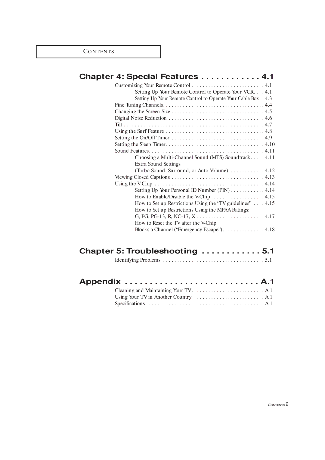 Samsung TXL 2767, TXM 2792F manual Special Features, Troubleshooting 