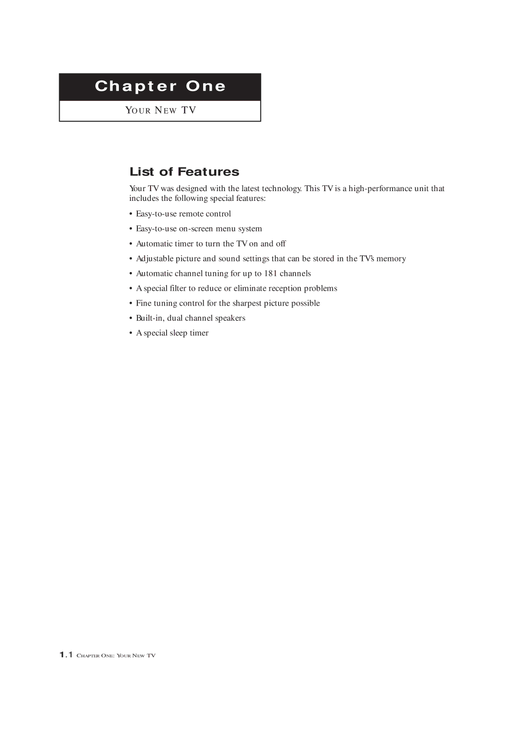 Samsung TXM 2792F, TXL 2767 manual Chapter One, List of Features 