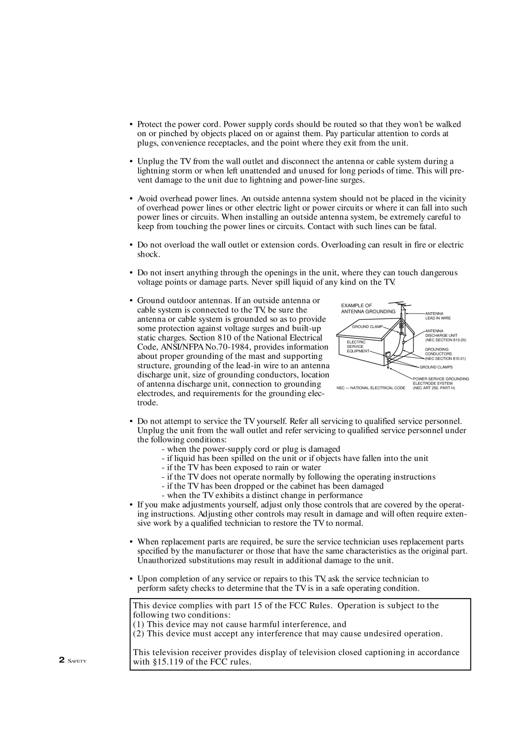 Samsung TXM 3097WHF manual Example Antenna Grounding 