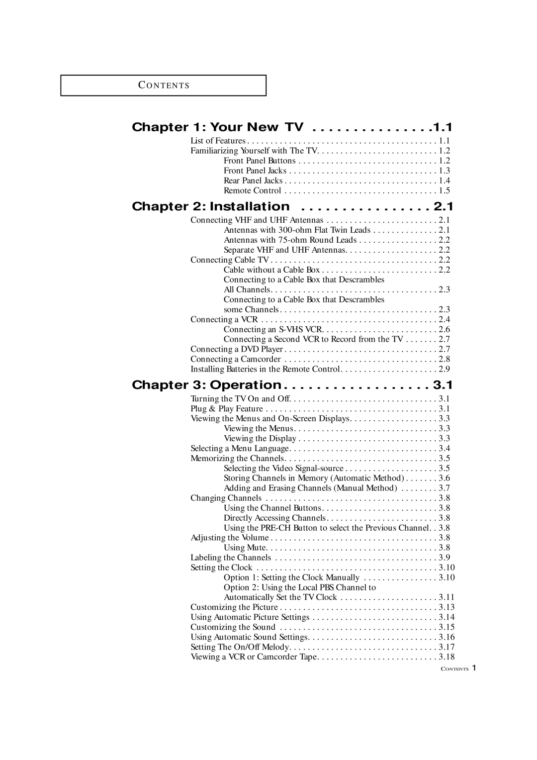 Samsung TXM 3097WHF manual Your New TV, Installation, Operation 