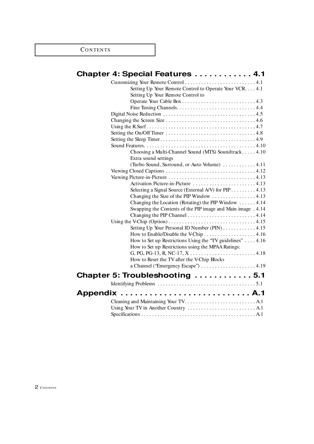 Samsung TXM 3097WHF manual Special Features, Troubleshooting 