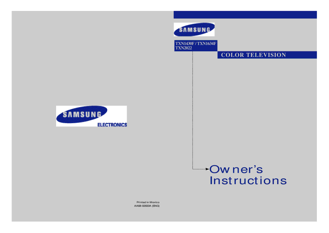 Samsung TXN 1634F, TXN 2022, TXN 1430F manual Owner’s 