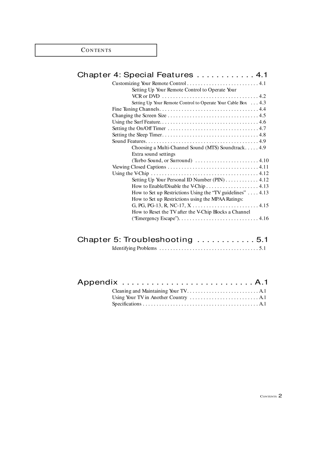 Samsung TXN 1634F, TXN 2022, TXN 1430F manual Special Features, Troubleshooting 