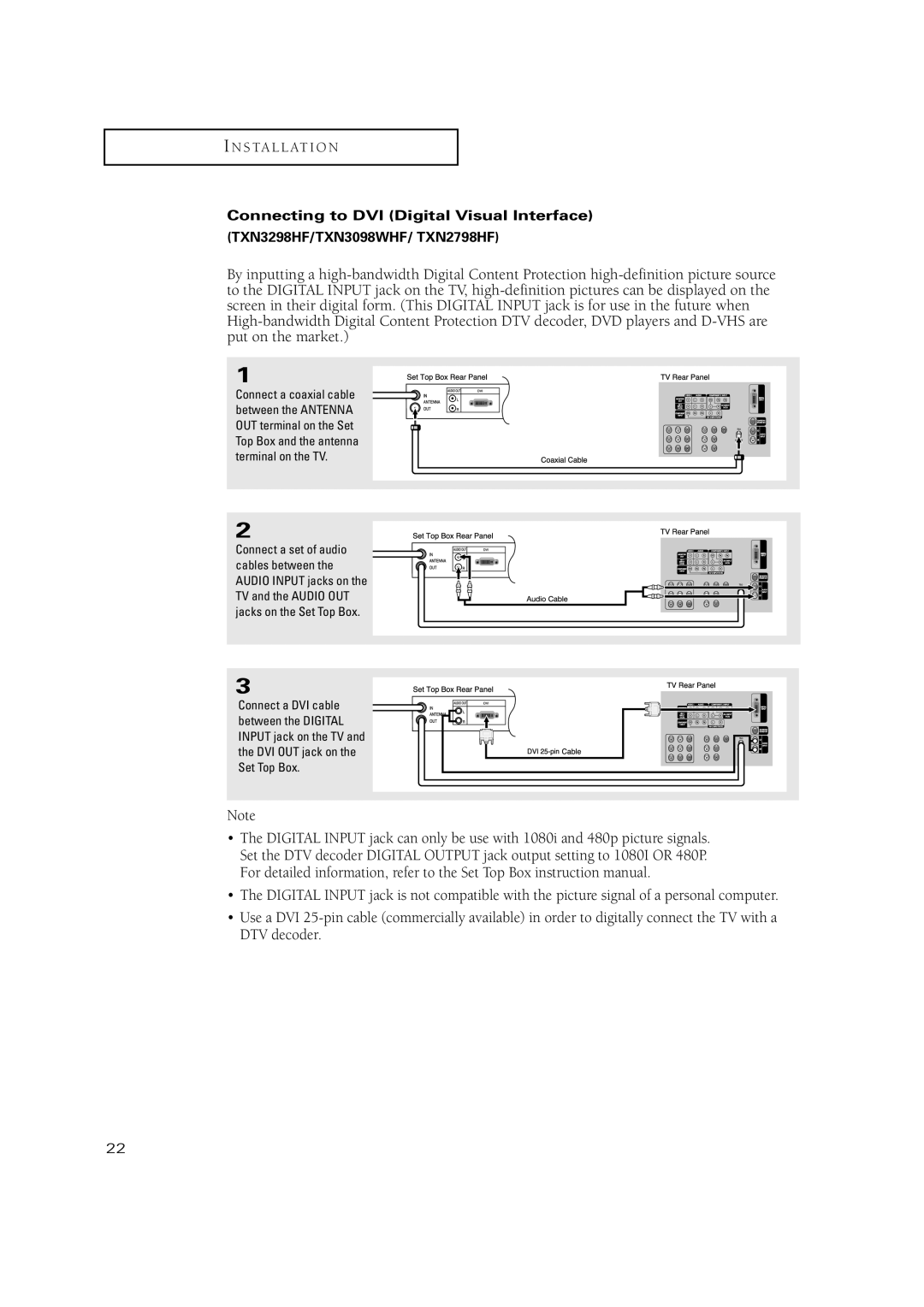 Samsung TXN2771HF/TXN3071WHF manual Install AT I O N 